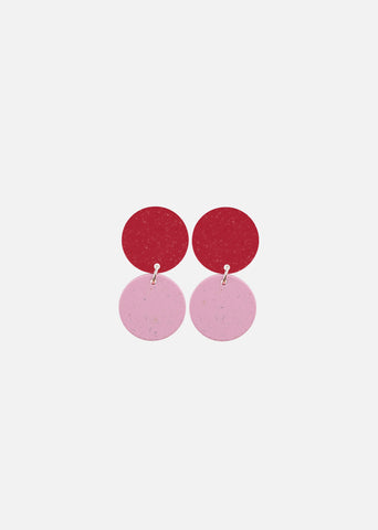 DOTS-Ohrringe Nr.2, Rot/Kirschblüte