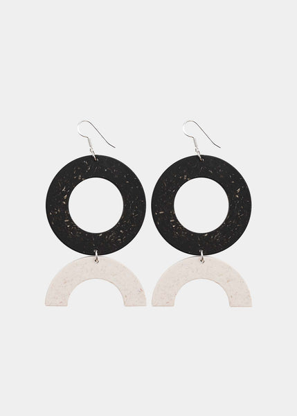CIRCLES-Ohrringe Nr.2, Warmes Granit/Neuschnee