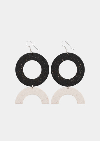 CIRCLES-Ohrringe Nr.2, Warmes Granit/Neuschnee